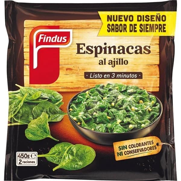Espinacas al Ajillo Congeladas 400G - 0.45 kg - Imagen del producto en Findit