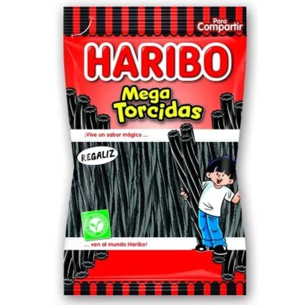 Megatorcidas de regalíz HARIBO, bolsa 160 g - 0.2 kg - Imagen del producto en Findit
