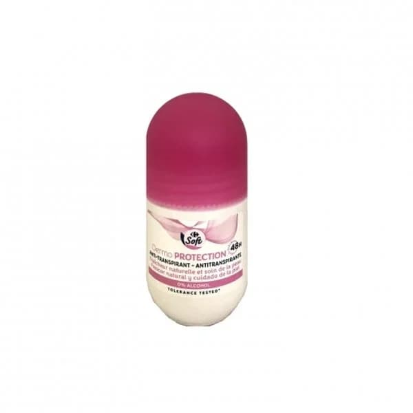 Desodorante roll-on dermo protección antitranspirante 0% alcohol Carrefour Soft 50 ml. - 0.05 l - Imagen del producto en Findit