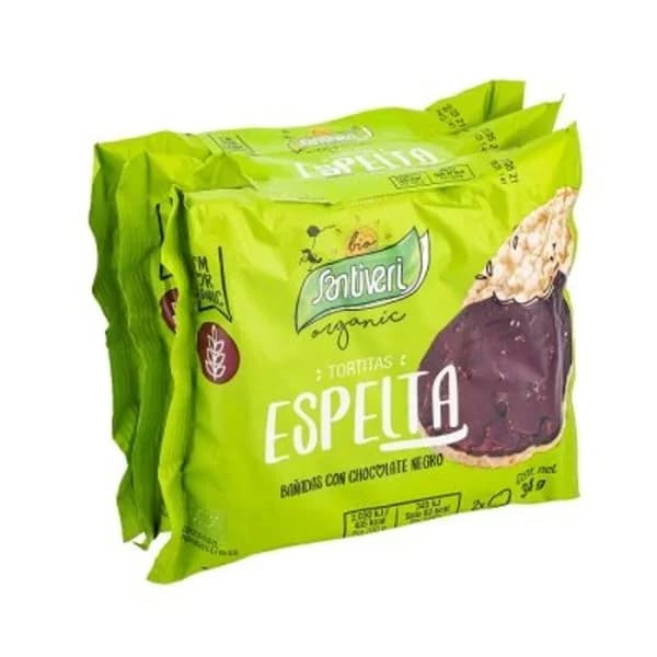 Tortitas de espelta con chocolate bio SANTIVERI, paquete 102 g - 0.1 kg - Imagen del producto en Findit