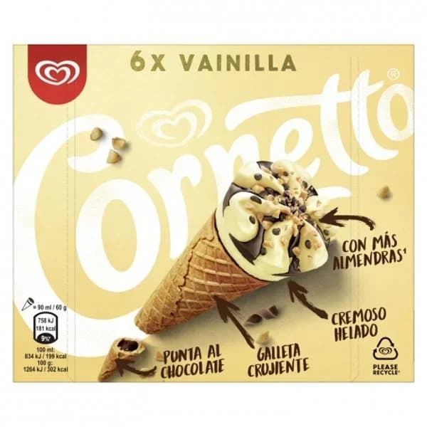 Conos con helado de vainilla Cornetto 6 ud. - 5.99 ud - Imagen del producto en Findit