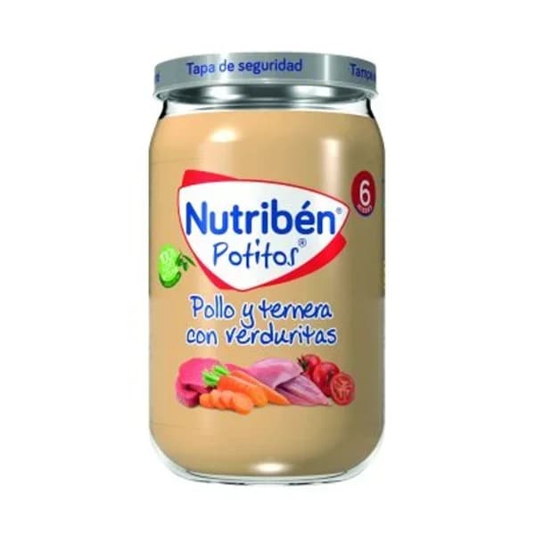 Potito de pollo-ternera con verduritas NUTRIBEN, tarro 235 g - 2.34 kg - Imagen del producto en Findit