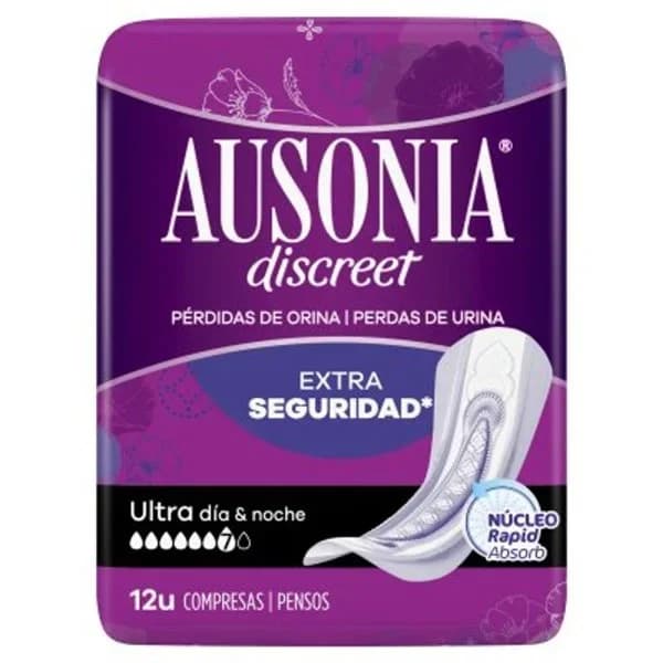 Compresa noche AUSONIA DISCREET, paquete 12 uds - 12 ud - Imagen del producto en Findit