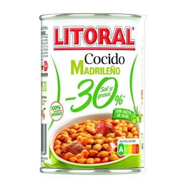 Cocido madrileño -30% sal y grasa LITORAL, lata 425 g - 0.42 kg - Imagen del producto en Findit