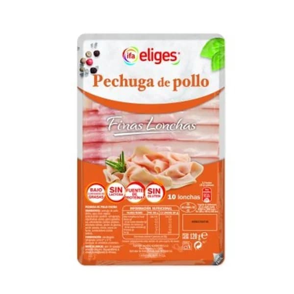 Pechuga de pollo finas lonchas 120 g - 0.11 kg - Imagen del producto en Findit