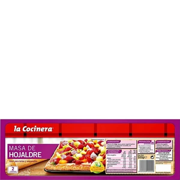 Masa de hojaldre LA COCINERA, bandeja 500 g - 0.5 kg - Imagen del producto en Findit