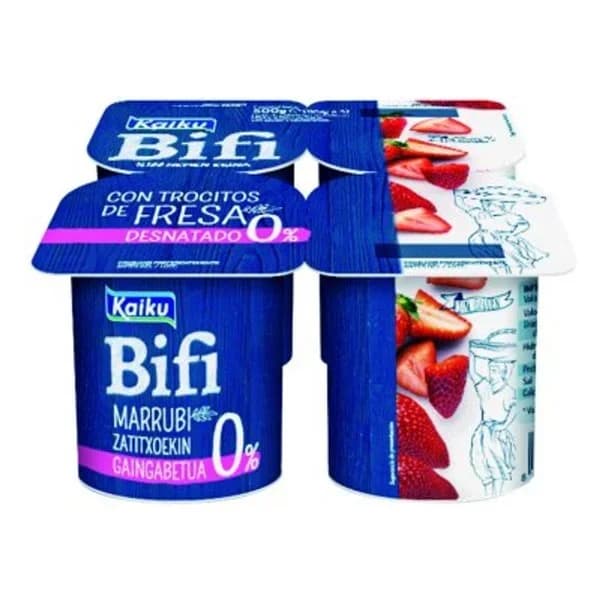 Yogur bífidus desnatado con fresas 4x125 g - 0.5 kg - Imagen del producto en Findit
