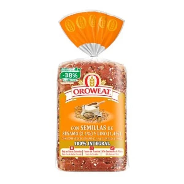 Pan de molde integral con semillas de sésamo y lino Oroweat 590 g. - 0.55 kg - Imagen del producto en Findit