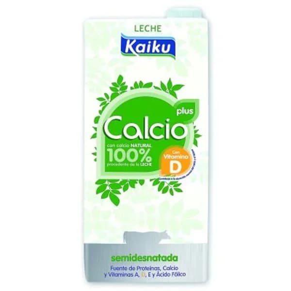 Leche semidesnatada calcio KAIKU, brik 1 litro - 1 l - Imagen del producto en Findit