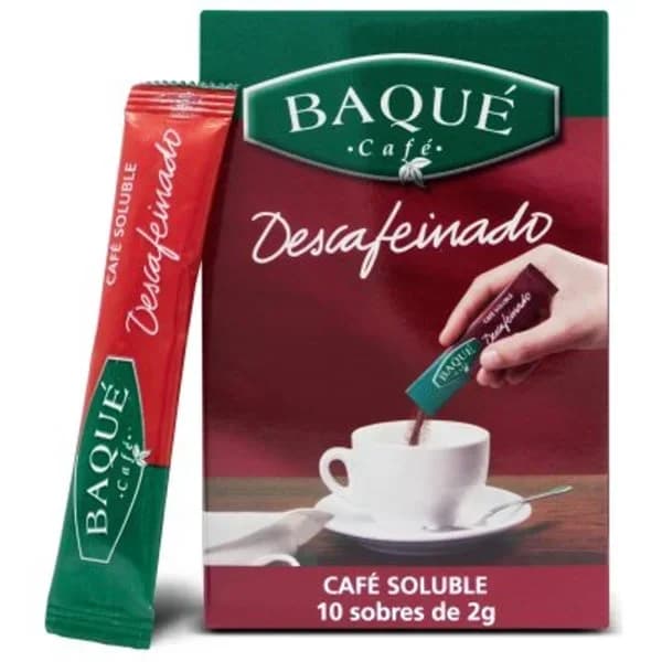 Café soluble descafeinado BAQUÉ, caja 10 sobres - 0.02 kg - Imagen del producto en Findit