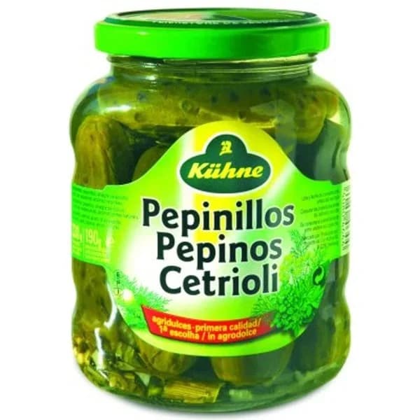 Pepinillos agridulces KUHNE, frasco 185 g - 0.18 kg - Imagen del producto en Findit