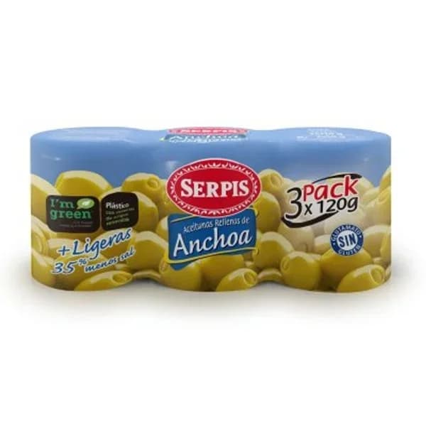 Aceituna rellena de anchoa ligera 3x120 g - 0.36 kg - Imagen del producto en Findit
