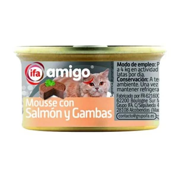 Mousse para gatos de salmón y gambas 85 g - 0.09 kg - Imagen del producto en Findit