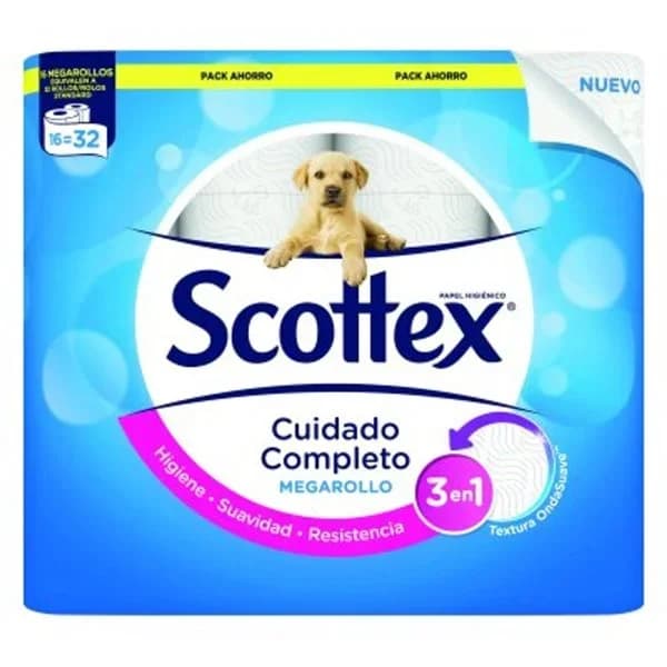 Papel higiénico SCOTTEX Megarollo, paquete 16 rollos - 16 ud - Imagen del producto en Findit