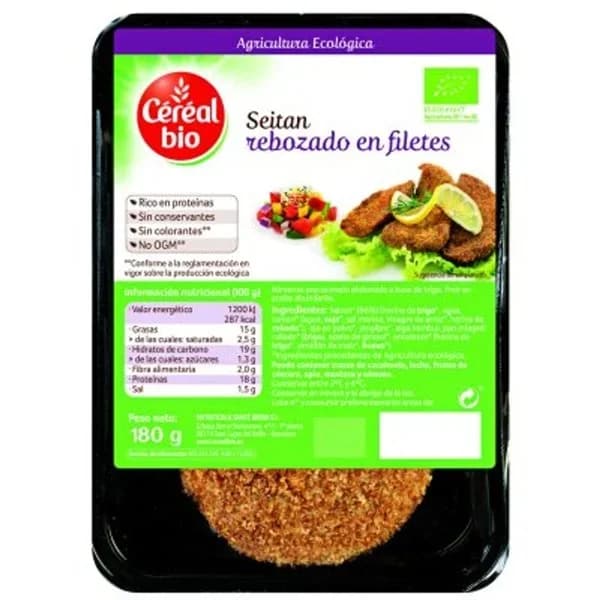 Seitán rebozado en filetes GERBLÉ BIO, bandeja 180 g - 0.18 kg - Imagen del producto en Findit