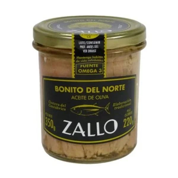 Bonito en aceite de oliva ZALLO, frasco 325 g - 1 ud - Imagen del producto en Findit