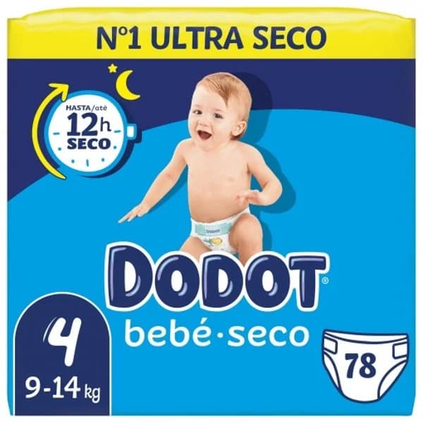 Pañal Bebé seco Jumbo 9-14 kg Talla 4 DODOT, paquete 78 uds - 77.99 ud - Imagen del producto en Findit