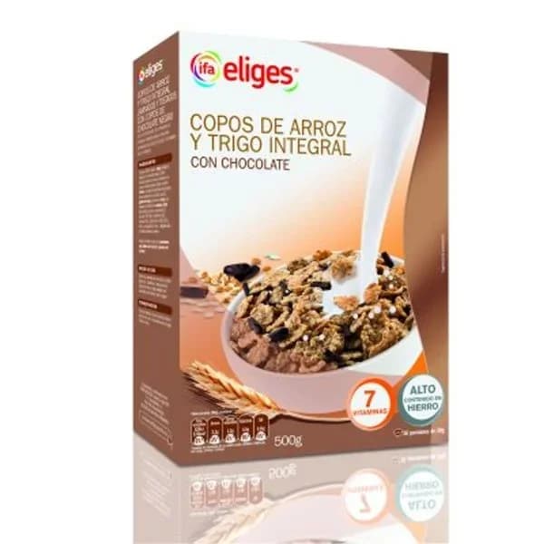 Copos de arroz y trigo integral con chocolate 500g - 0.5 kg - Imagen del producto en Findit