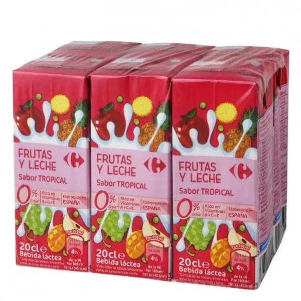 Zumo de fruta y leche Carrefour Tropical pack de 6 briks de 20 cl. - 1.2 l - Imagen del producto en Findit
