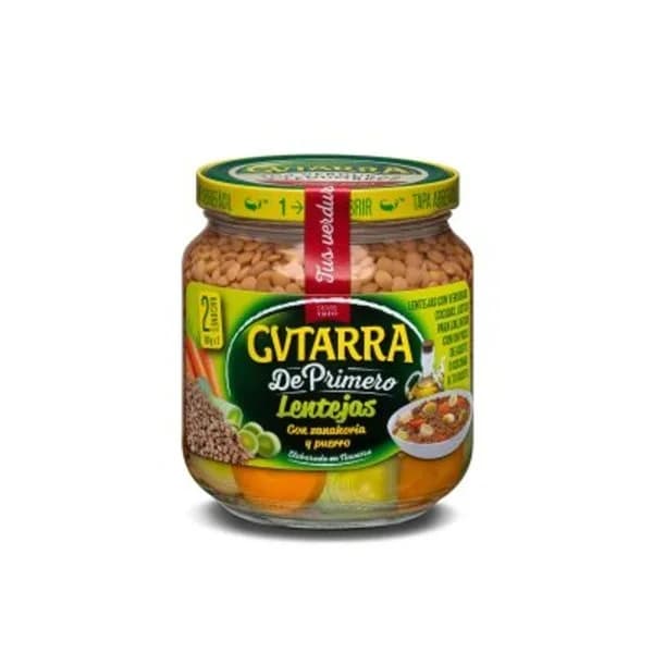 Lentejas con puerro-zanahoria GUTARRA, frasco 360 g - 0.29 ud - Imagen del producto en Findit