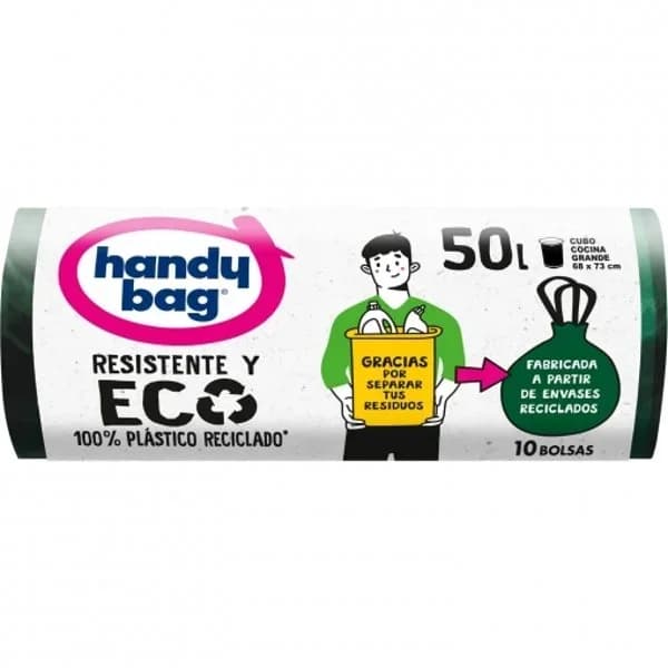 Bolsas de Basura Resistente y Eco 100% Reciclado HANDY BAG 50L 10 ud - 1 ud - Imagen del producto en Findit
