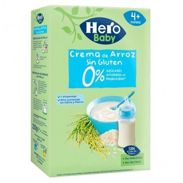 Papilla infantil Hero crema de arroz desde 4 meses sin gluten y sin azúcar añadido 220 g. - 0.22 kg - Imagen del producto en Findit