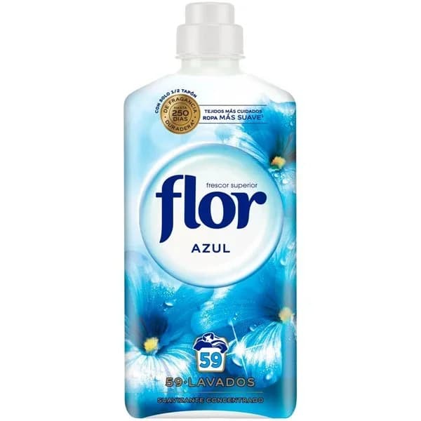 Suavizante concentrado azul FLOR, botella 59 dosis - 59 ud - Imagen del producto en Findit