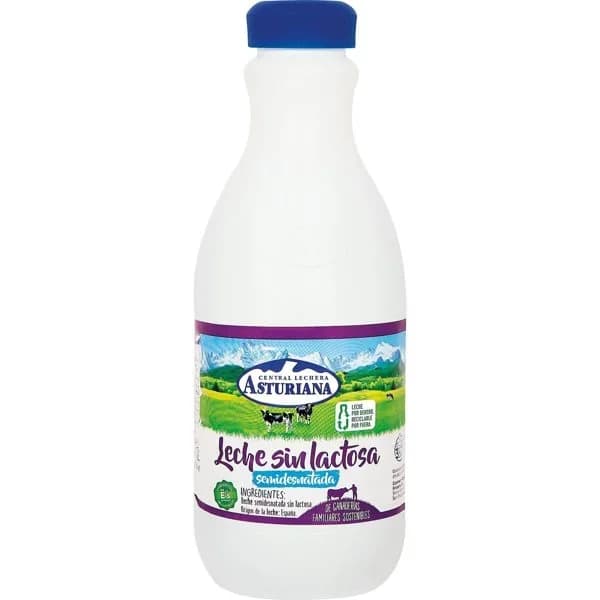 Leche semidesnatada sin lactosa ASTURIANA, botella 1,5 litros - 1.5 l - Imagen del producto en Findit