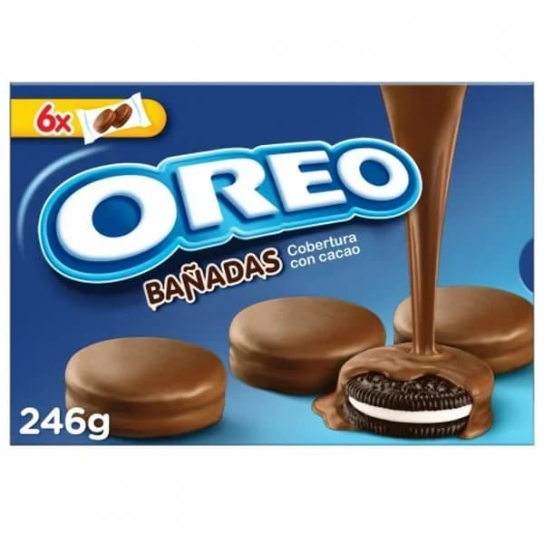 Galletas de chocolate rellenas de crema bañadas de chocolate con leche Oreo 246 g. - 0.25 kg - Imagen del producto en Findit