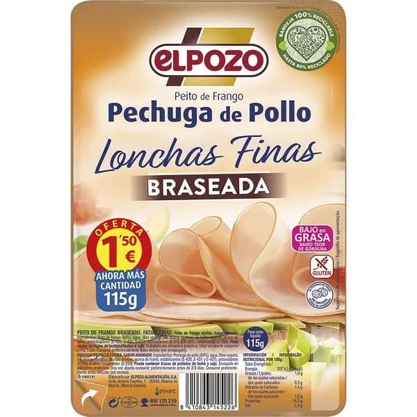Pechuga de Pollo Braseado Finas Lonchas - 0.12 kg - Imagen del producto en Findit
