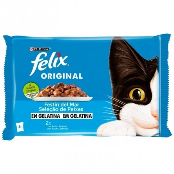 Gelatina selección de pescado para gatos Felix Original Purina 4x85 g - 0.34 kg - Imagen del producto en Findit