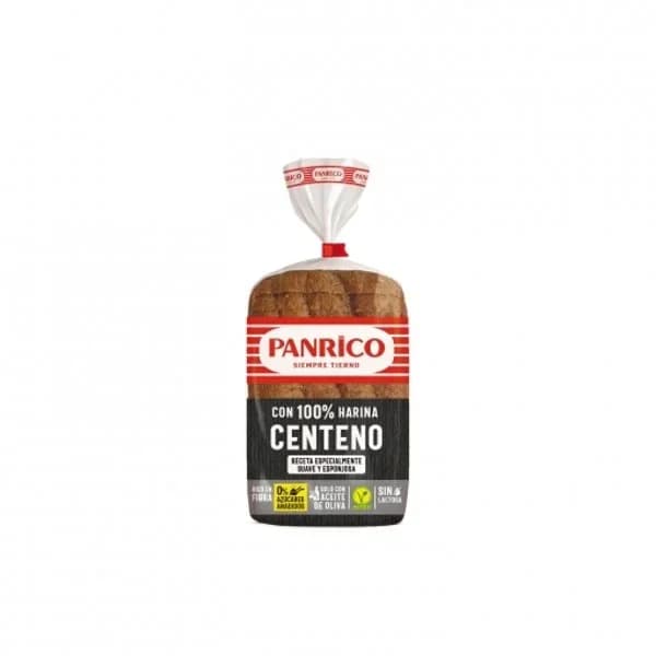 Pan de molde 100% centeno sin azúcar añadido Panrico sin lactosa 400 g. - 1 ud - Imagen del producto en Findit