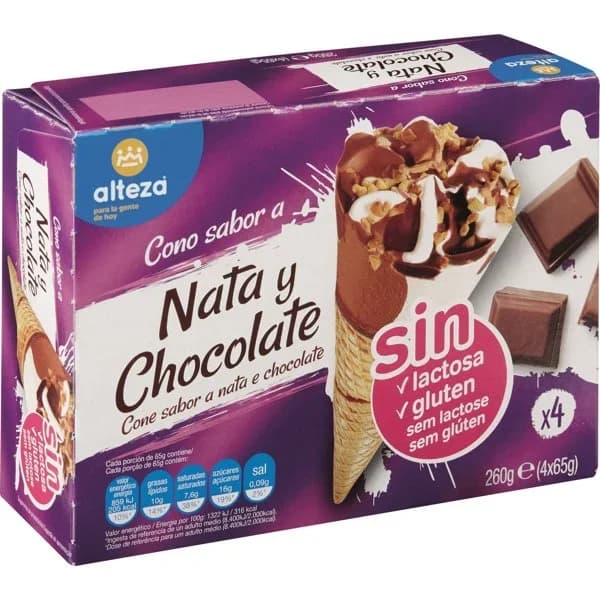 Helado Cono Nata Chocolate Sin Gluten Sin Lactosa - 0.48 ud - Imagen del producto en Findit