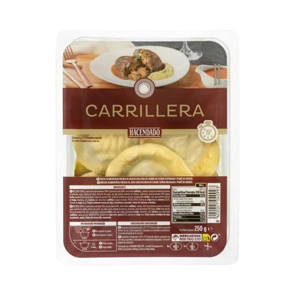 Pasta fresca girasoles carrillera y puré de patata Hacendado - 0.25 kg - Imagen del producto en Findit