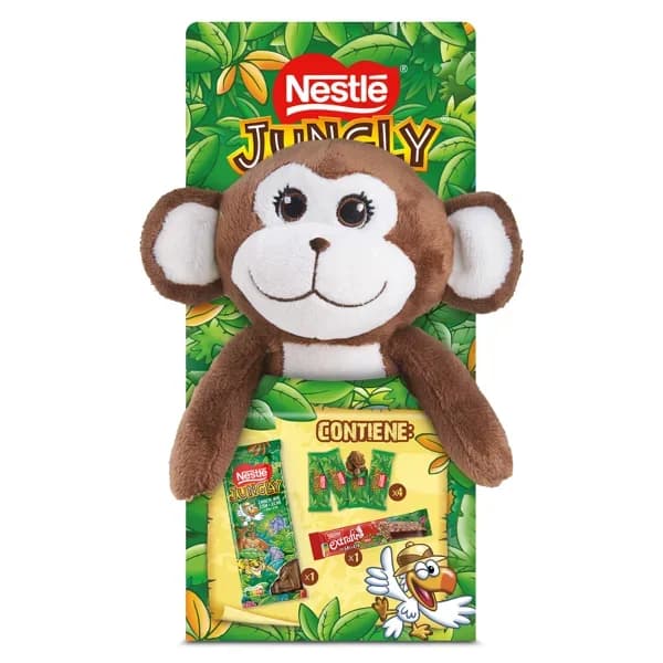 Chocolate con leche y galleta, barrita y figuritas + peluche Nestlé Jungly pack 155 g - 0.31 kg - Imagen del producto en Findit