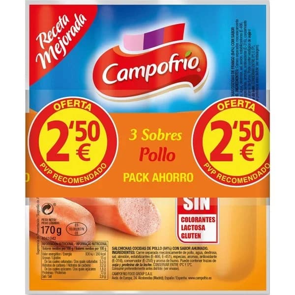 Salchicha de Pollo 2 x 140G - 1 ud - Imagen del producto en Findit