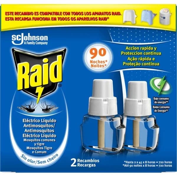 Insecticida eléctrico líquido RAID, recambio 2 uds - 2 ud - Imagen del producto en Findit