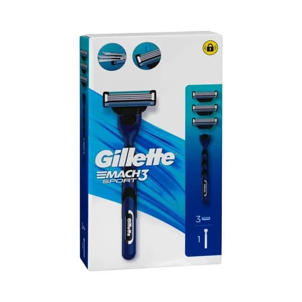 Maquinilla de afeitar recargable Gillette Mach Sport 3 hojas - 1 ud - Imagen del producto en Findit