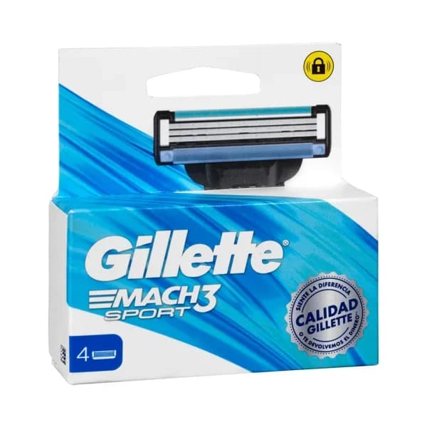 Recambios maquinilla de afeitar Gillette Mach Sport 3 hojas - 4 ud - Imagen del producto en Findit