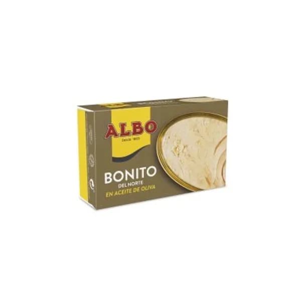 Bonito en aceite de oliva virgen extra ALBO, lata 112 g - 0.08 kg - Imagen del producto en Findit