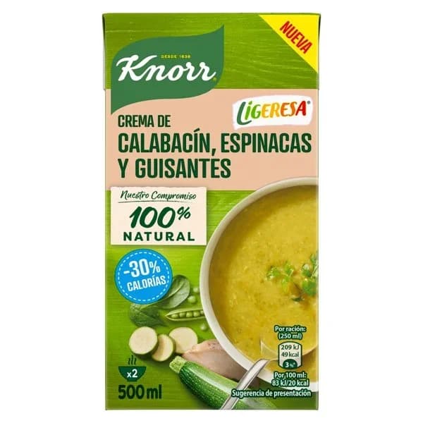 Crema de Calabacín, Espinacas y Guisantes 500ML - 0.01 l - Imagen del producto en Findit