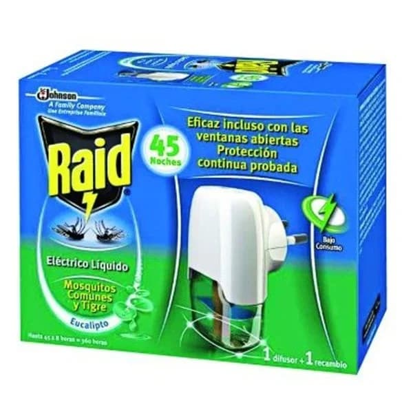 Insecticida eléctrico líquido eucal. RAID, aparato + 2 recambios - 1 ud - Imagen del producto en Findit