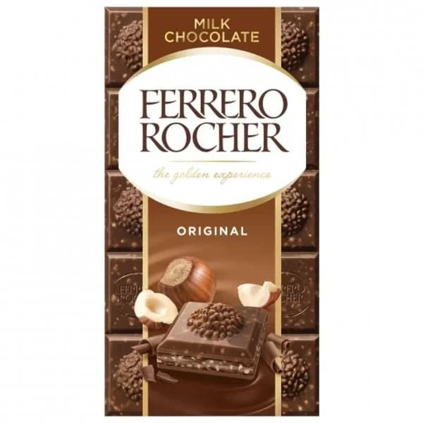 Chocolate original FERRERO ROCHER, tableta 90 g - 0.09 kg - Imagen del producto en Findit