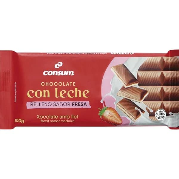 Chocolate con Leche Relleno Sabor Fresa - 0.1 kg - Imagen del producto en Findit