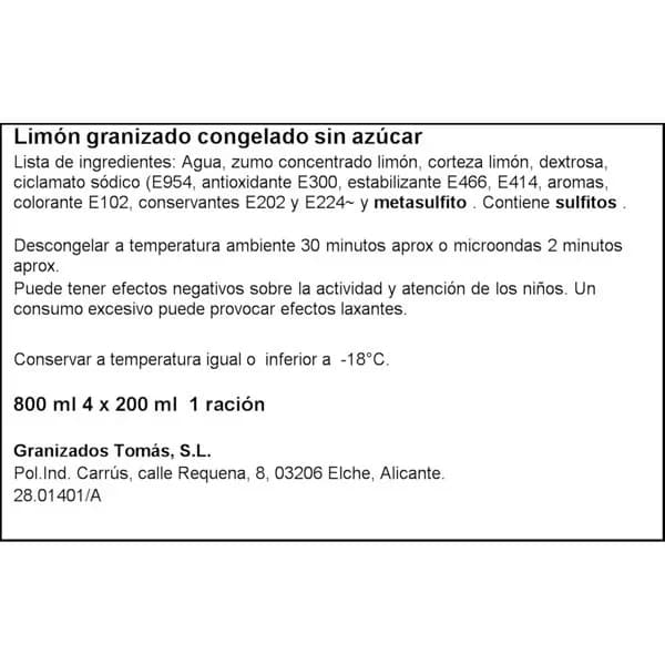 Granizado de Limón sin Azúcar 4 x 200ML - 0.8 ud - Imagen del producto en Findit