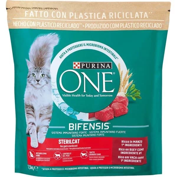 Aimento de buey para gato esterilizado ONE, paquete 1,5 kg - 1.5 kg - Imagen del producto en Findit