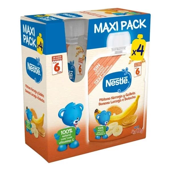 Puré de plátano,naranja y galleta Nestlé bolsa 4 x 90 g - 0.36 kg - Imagen del producto en Findit