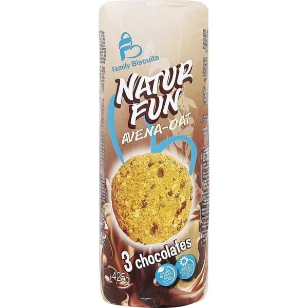 Galleta Natur Fun Avena 3 Chocolates - 0.43 kg - Imagen del producto en Findit