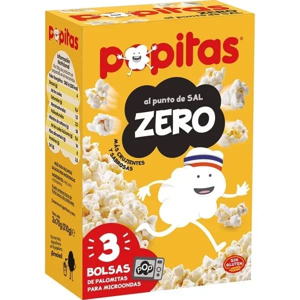 Palomitas zero POPITAS, pack 3x70 g - 0.21 kg - Imagen del producto en Findit