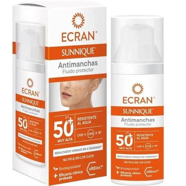 Crema facial antimanchas FP50+ ECRAN Sunnique, dosificador 50 ml - 0.05 l - Imagen del producto en Findit